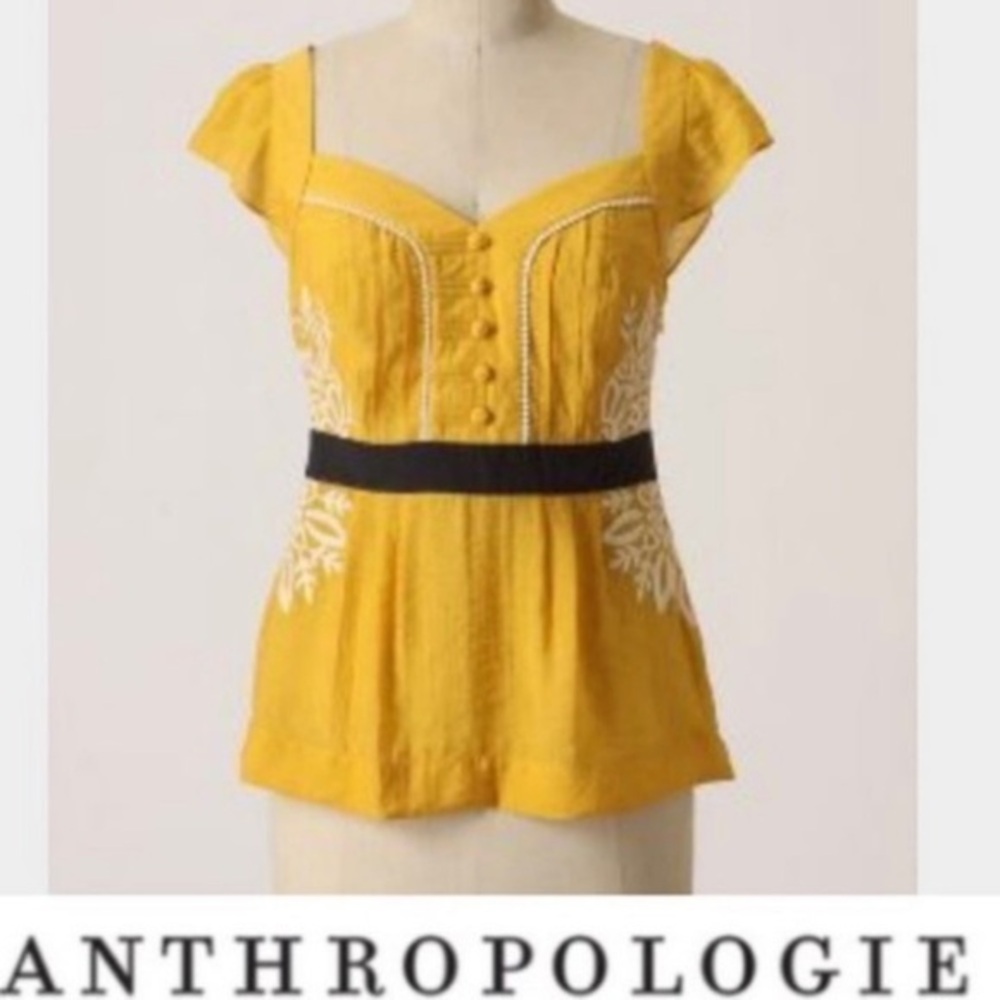 Anthropologie Floreat Embroidered Blouse - Size 2